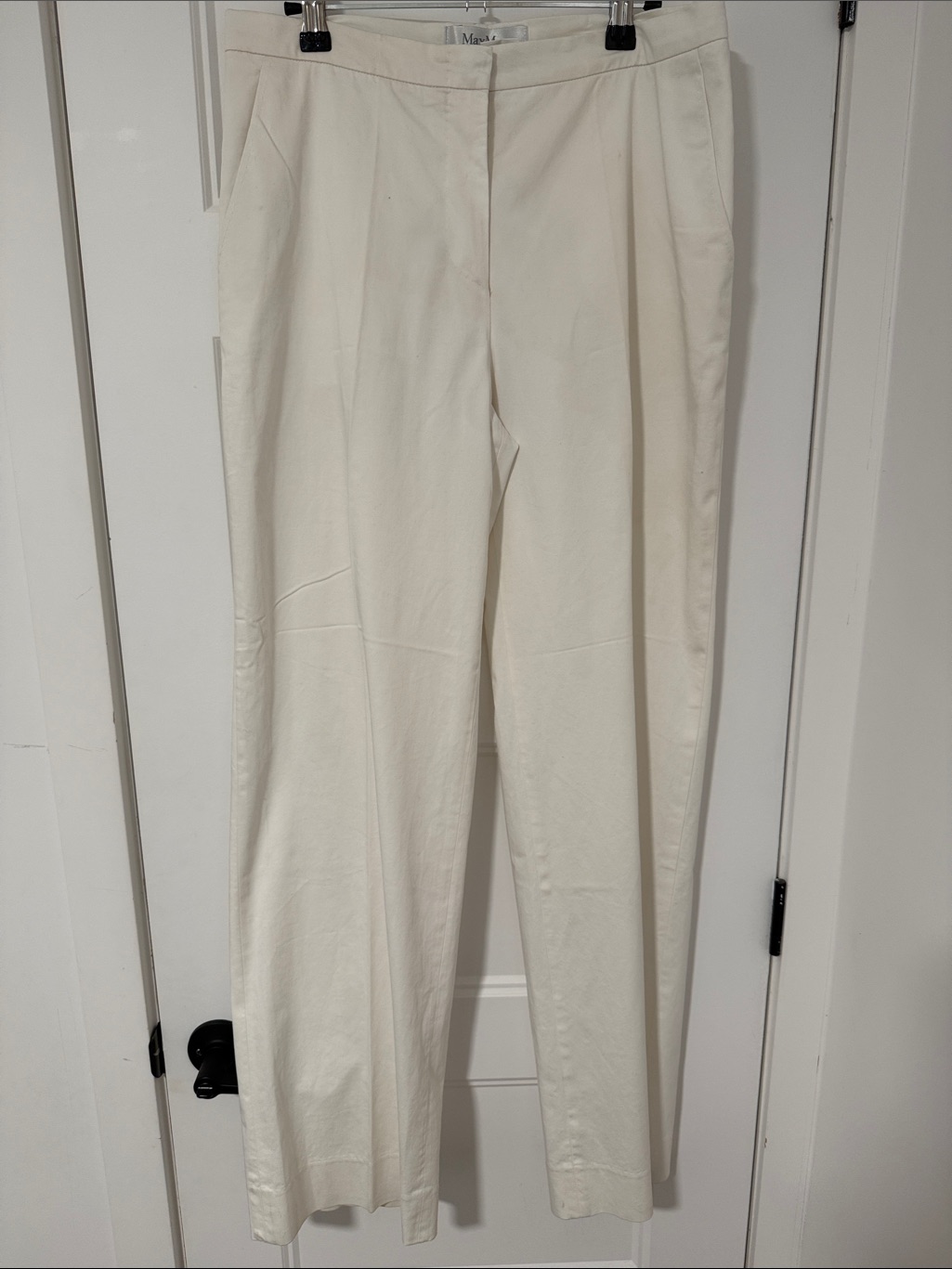 Maxmara Straight-Leg White Trouser Pants